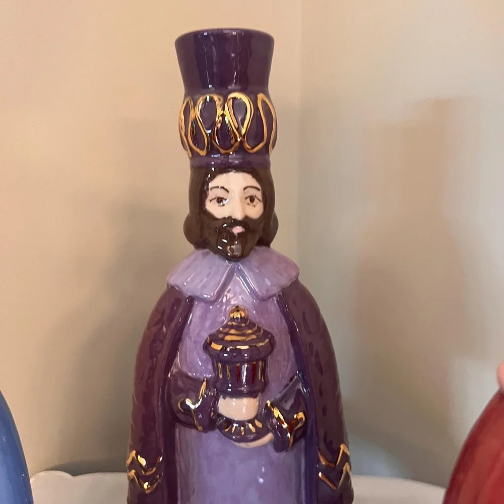 Vintage Ceramic Three Wise Men Nativity Set 3 Pastel Christmas Magi 12" - Picture 3 of 10